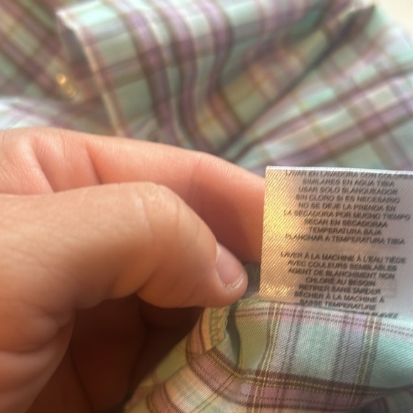 Wrangler Wrancher Pearl Button Snap Light Green Purple Plaid Western Shirt L - Picture 9 of 9